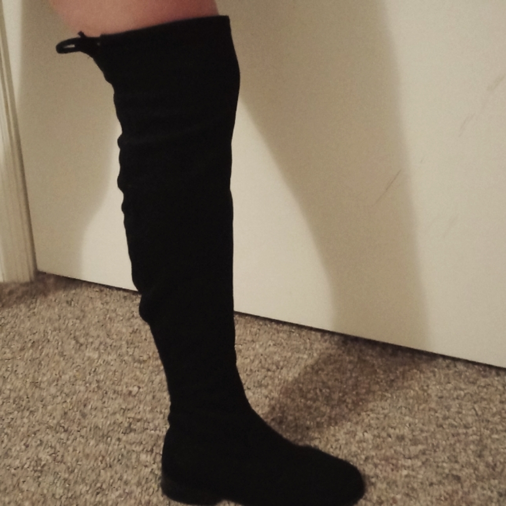 A New Day black flat knee high boots, size 6